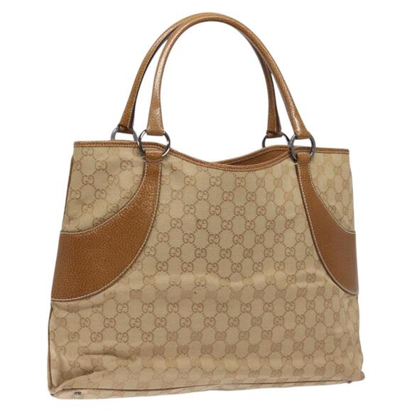 GUCCI GG Canvas Tote Bag Beige Silver - Picture 1 of 16